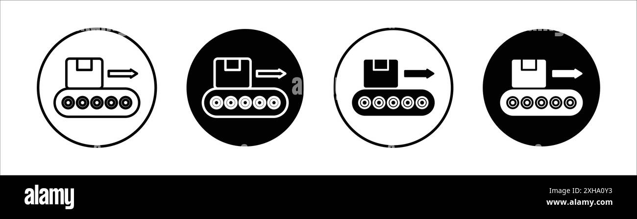 Icona del trasportatore simbolo vettoriale o collezione di set di segni in bianco e nero Illustrazione Vettoriale