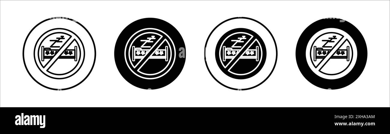 Icona di disattivazione del sonno simbolo vettoriale o collezione di set di segni in bianco e nero Illustrazione Vettoriale