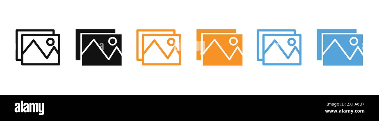 Immagine non disponibile, simbolo vettoriale o insieme di set di simboli con contorno in bianco e nero Illustrazione Vettoriale