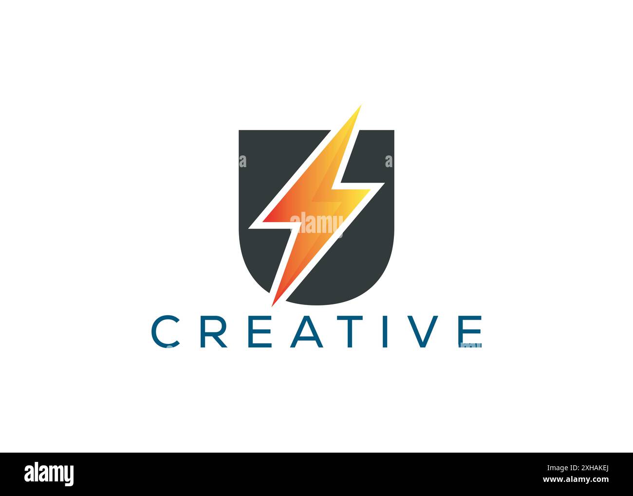 Modello di design del logo Letter U Thunder minimo e professionale 3 Illustrazione Vettoriale