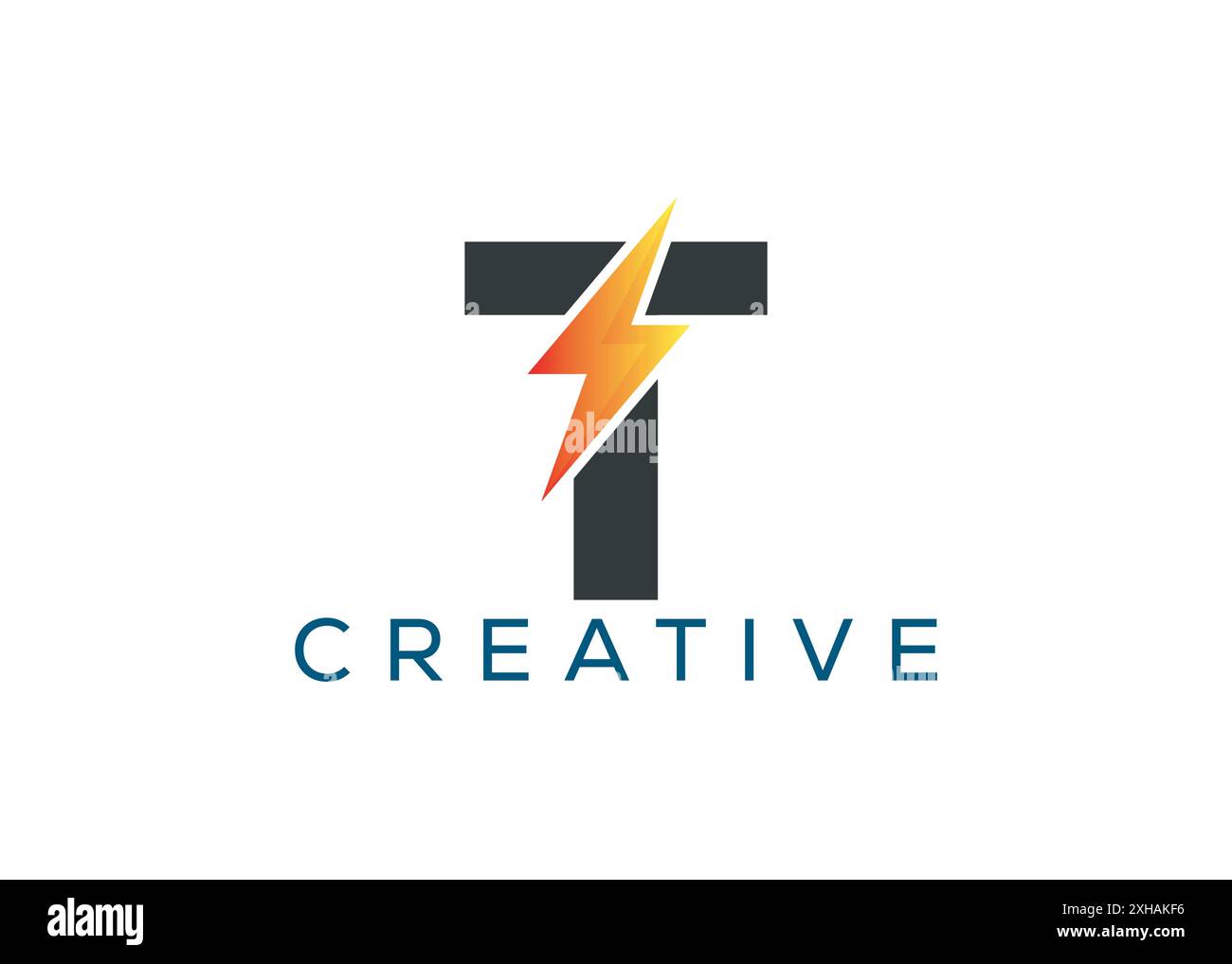 Modello di design con logo Letter T Thunder minimal e professionale Illustrazione Vettoriale