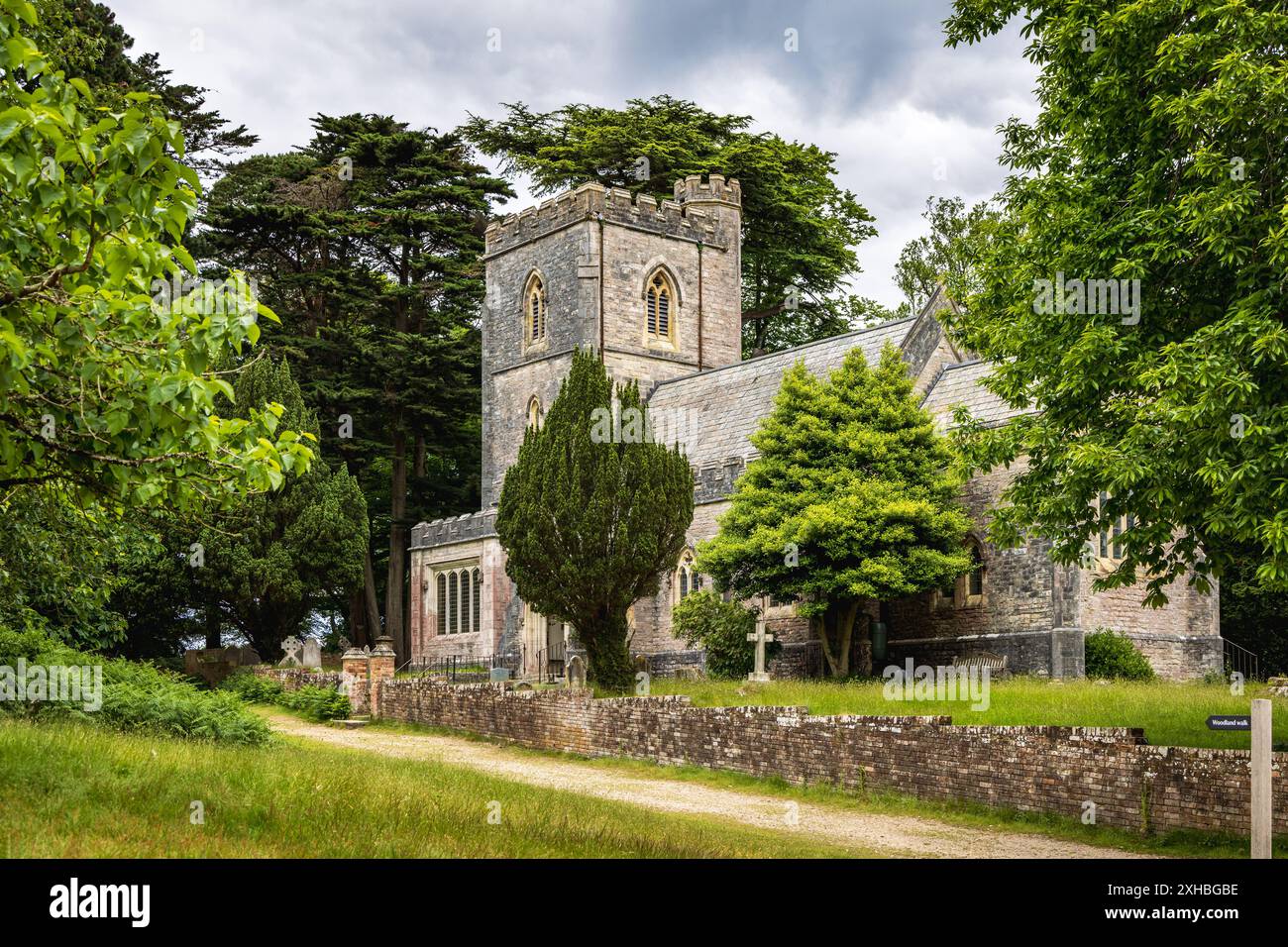 Chiesa di St Mary del 1854 su Brownsea Island a Poole Harbour, Dorset, Inghilterra, Regno Unito Foto Stock