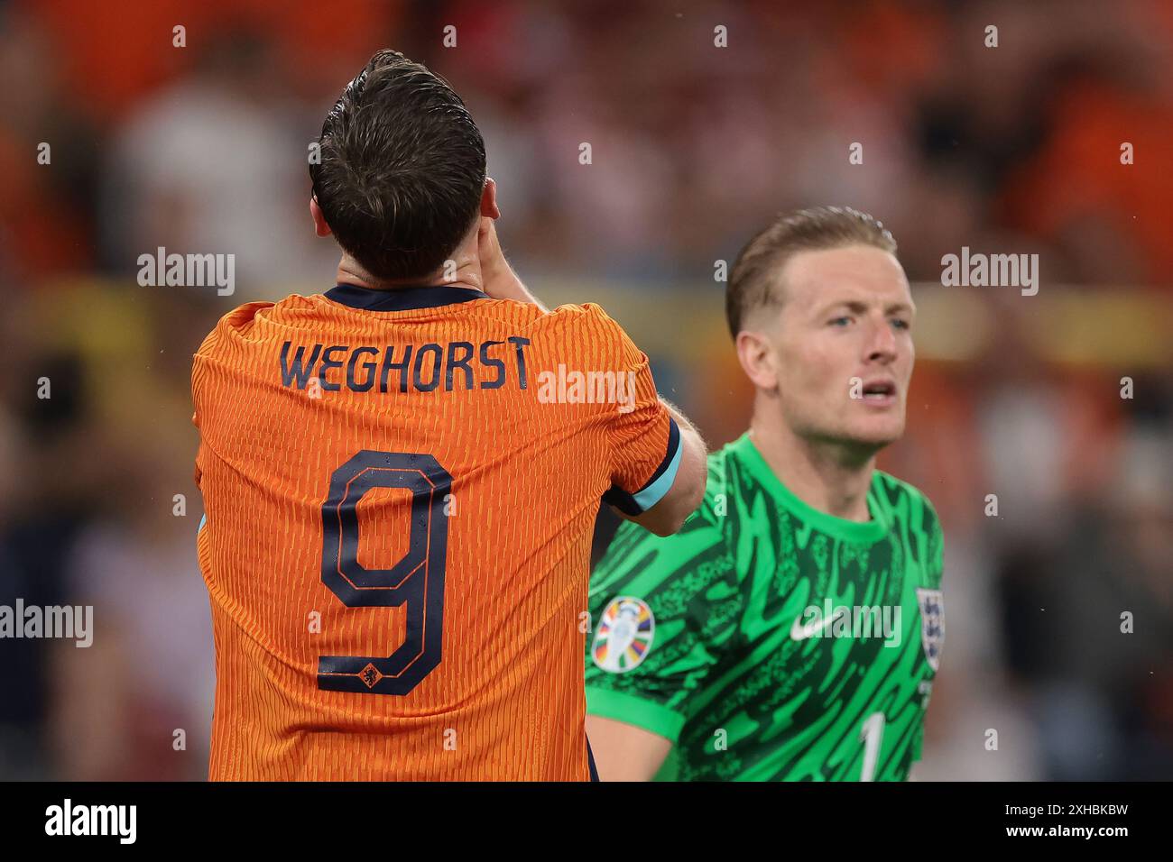 Dortmund, Germania, 10 luglio 2024. Wout Weghorst dei Paesi Bassi reagisce durante la semifinale dei Campionati europei di calcio al BVB Stadion di Dortmund. Il credito immagine dovrebbe essere: Jonathan Moscrop / Sportimage Foto Stock