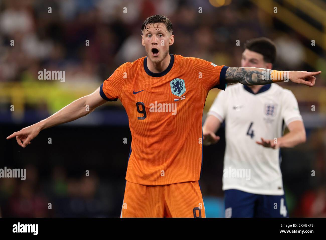 Dortmund, Germania, 10 luglio 2024. Wout Weghorst dei Paesi Bassi reagisce durante la semifinale dei Campionati europei di calcio al BVB Stadion di Dortmund. Il credito immagine dovrebbe essere: Jonathan Moscrop / Sportimage Foto Stock