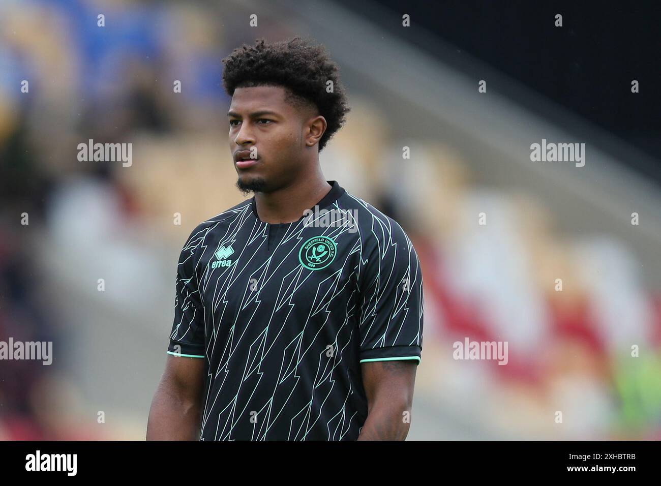 Rhian Brewster of Sheffield United durante l'amichevole di pre-stagione tra York City FC e Sheffield United FC al LNER Community Stadium di York, Inghilterra, Regno Unito il 13 luglio 2024 Credit: Every Second Media/Alamy Live News Foto Stock