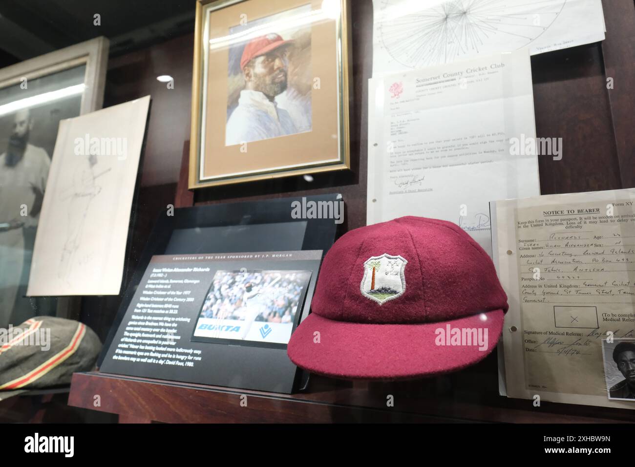 MCC Museum Lords London UK - mostra che mostra il cricket delle Indie occidentali al Lord's Cricket Ground di Londra Regno Unito Foto Stock