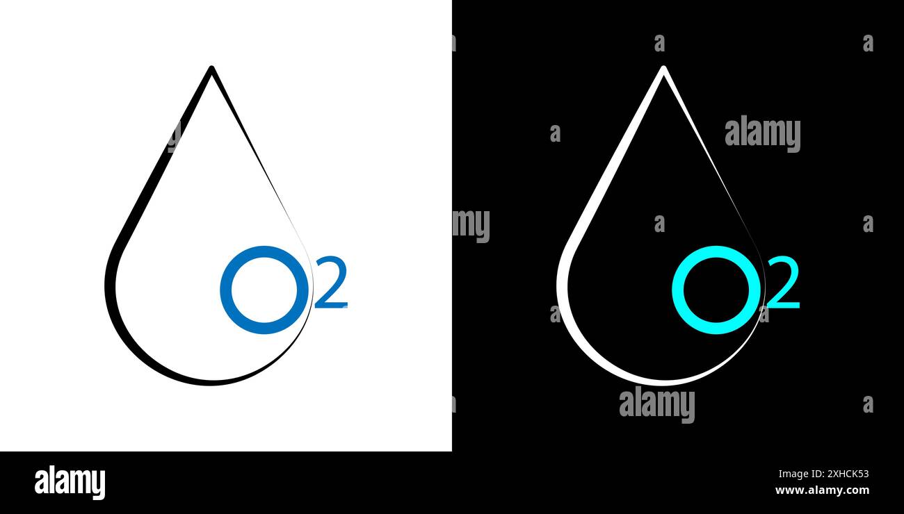 Illustrazione del design dell'icona ossigeno O2. Illustrazione Vettoriale