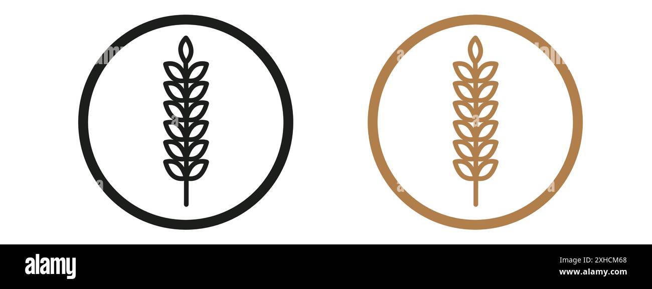 Icona di grano simbolo vettoriale o collezione di set di insegne in bianco e nero Illustrazione Vettoriale