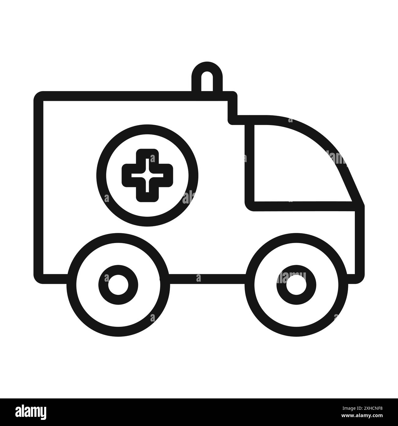Il logo dell'icona dell'ambulanza indica il contorno vettoriale in bianco e nero Illustrazione Vettoriale