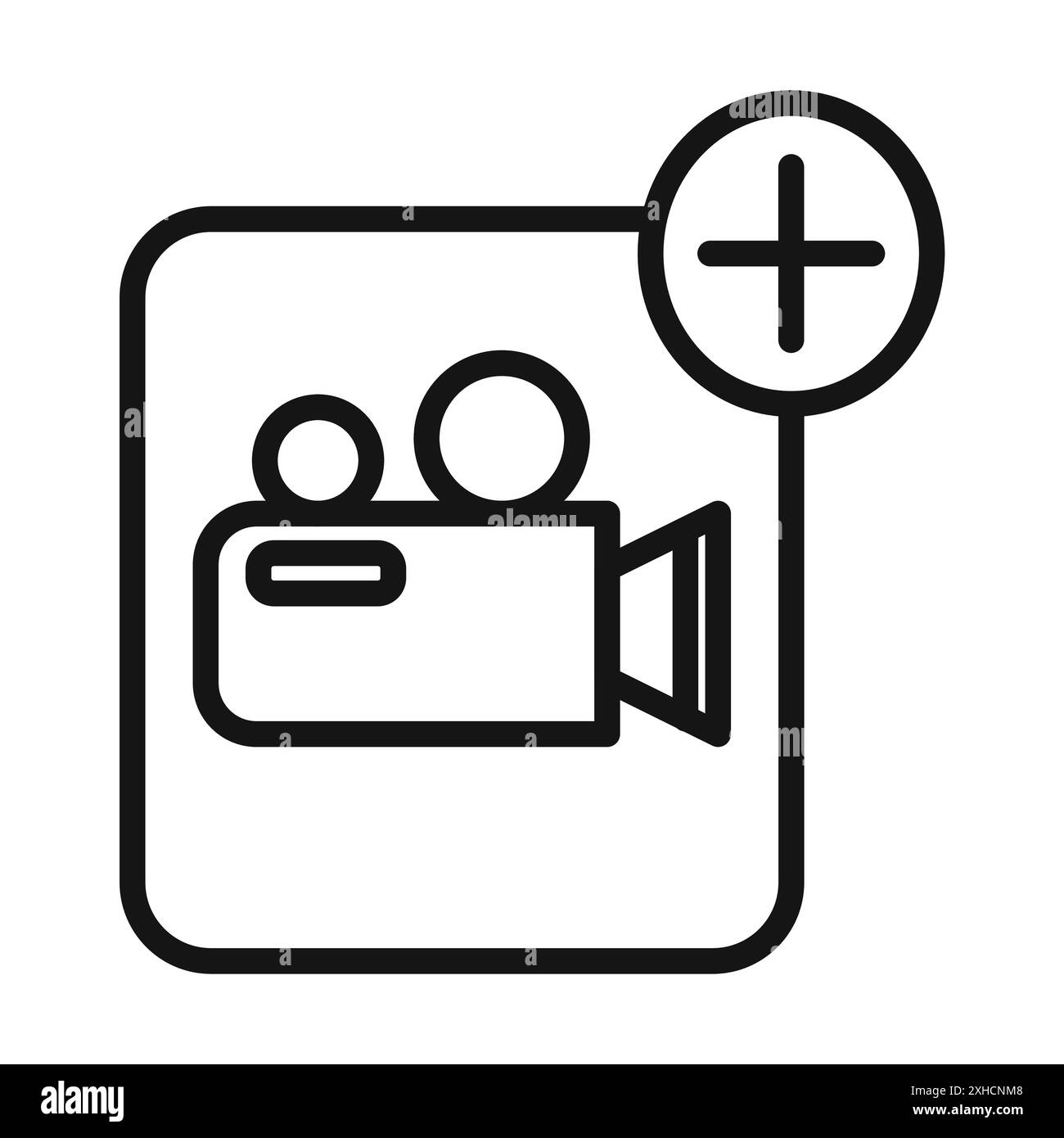 Aggiungi il simbolo vettoriale dell'icona video o la collezione di set di insegne in bianco e nero Illustrazione Vettoriale