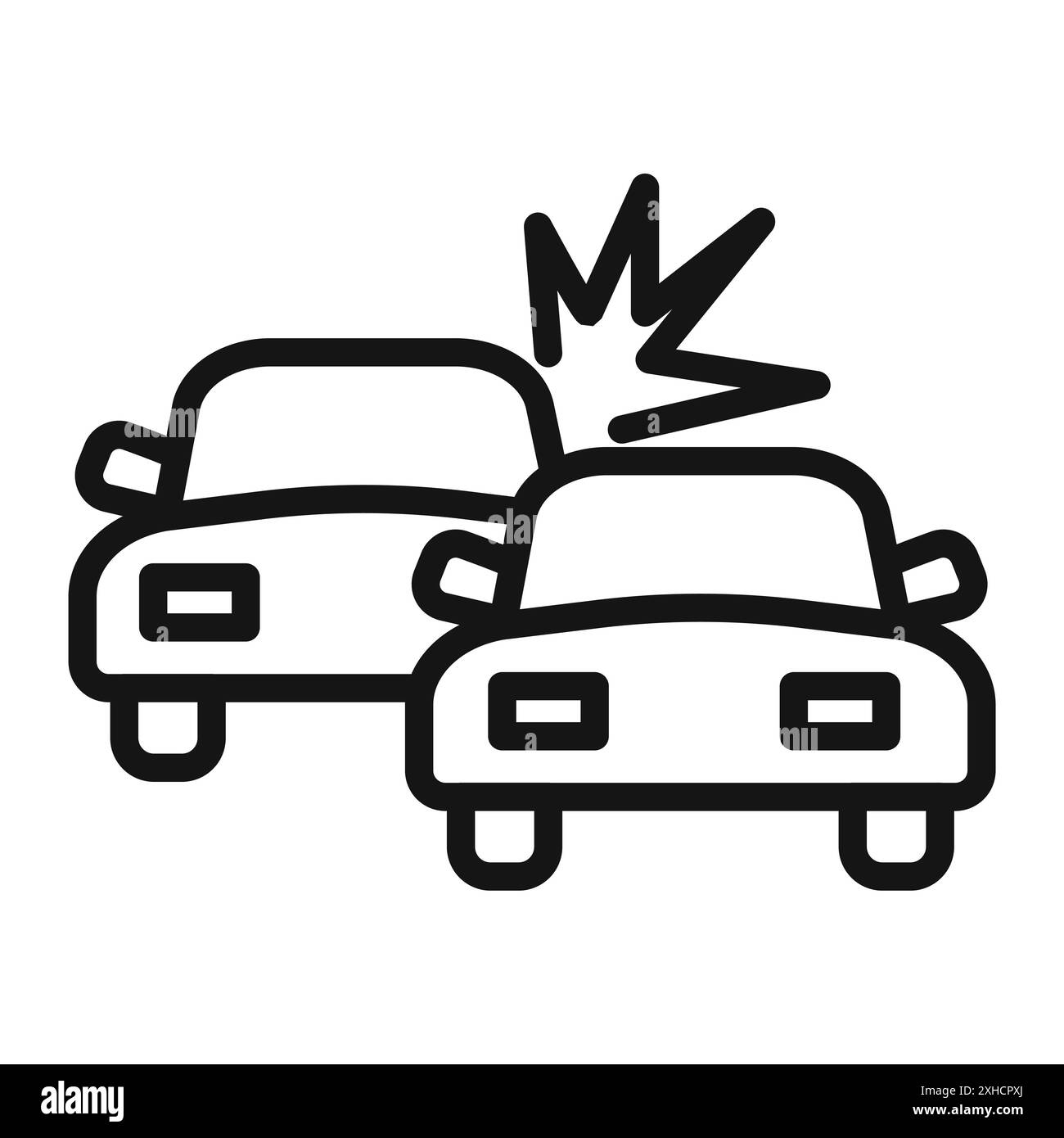 Icona di incidente d'auto simbolo vettoriale o collezione di set di cartelli in bianco e nero Illustrazione Vettoriale