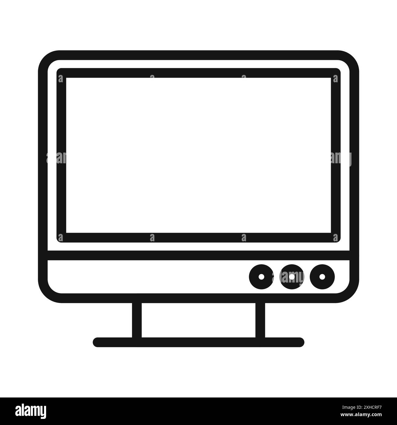 Icona dello schermo del computer simbolo vettoriale o insieme di set di segni in bianco e nero Illustrazione Vettoriale