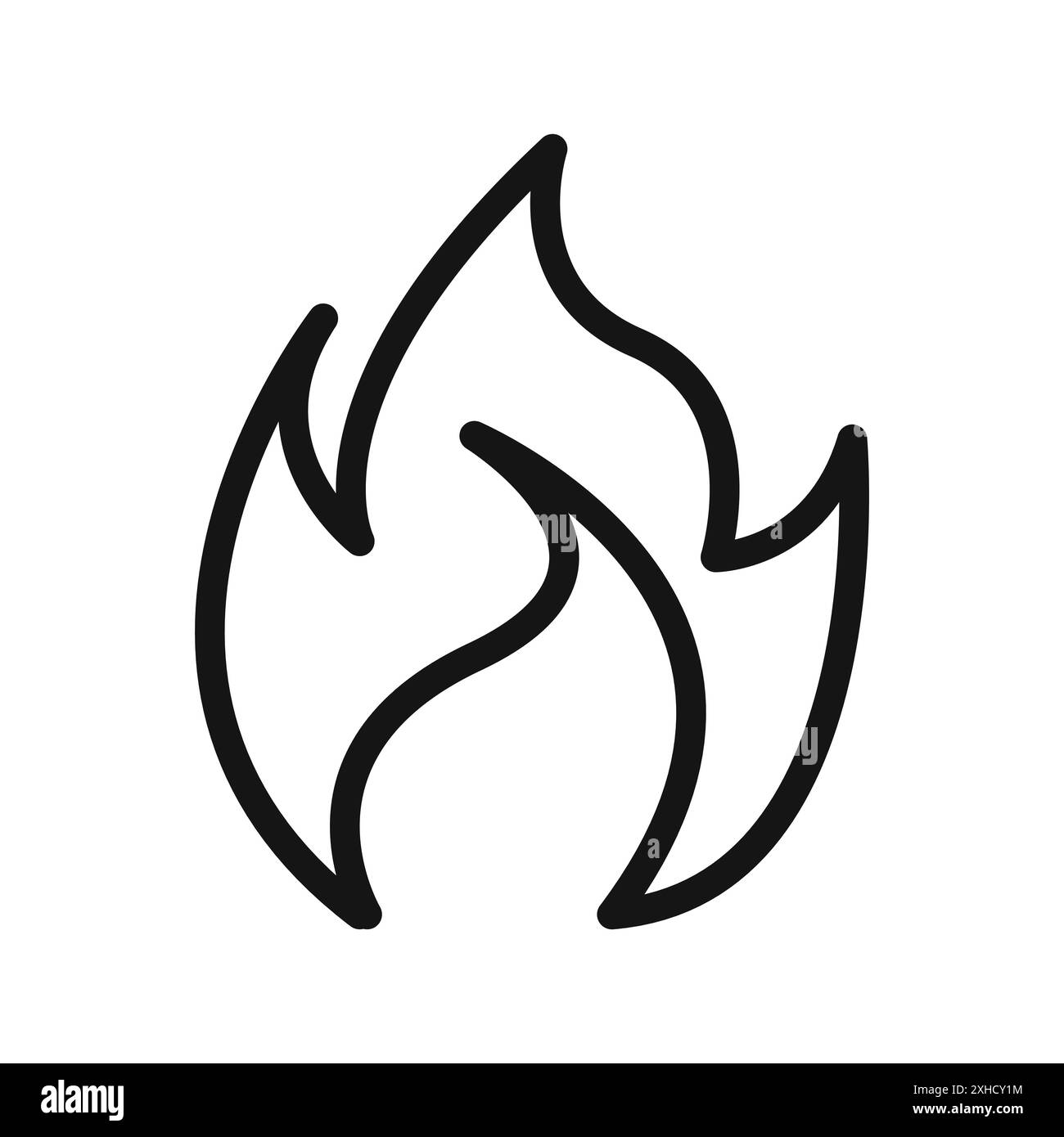 Icona della fiamma simbolo vettoriale o collezione di set di insegne in bianco e nero Illustrazione Vettoriale