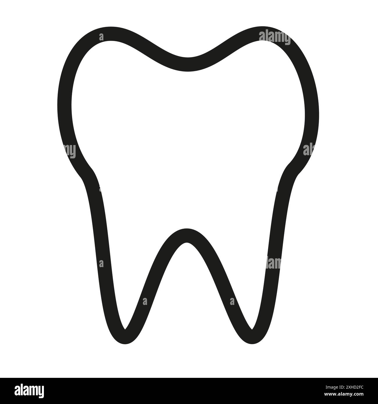 Icona del dente simbolo vettoriale o set di segni con contorno bianco e nero Illustrazione Vettoriale