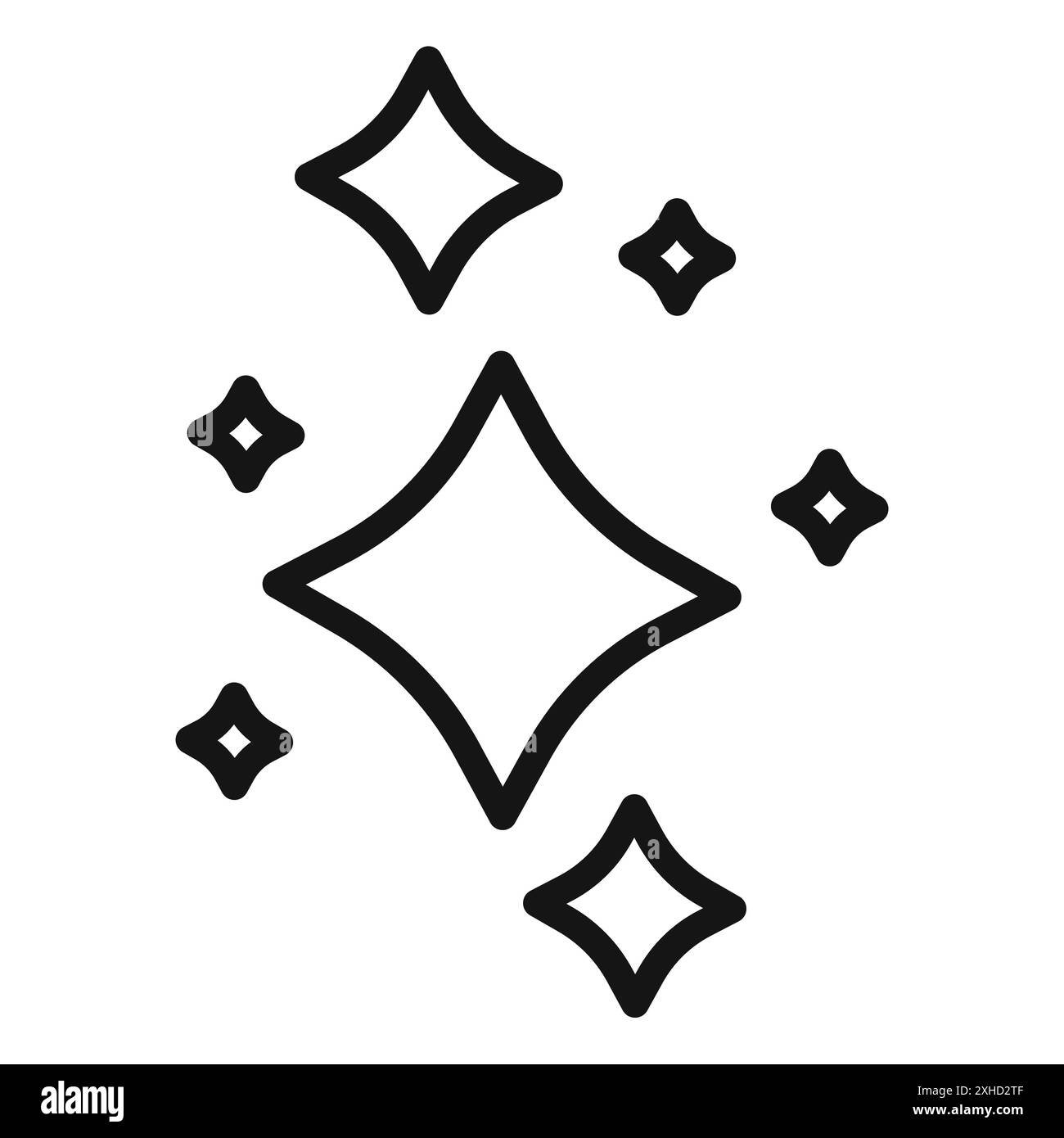 Icona scintillante con logo, contorno vettoriale in bianco e nero Illustrazione Vettoriale