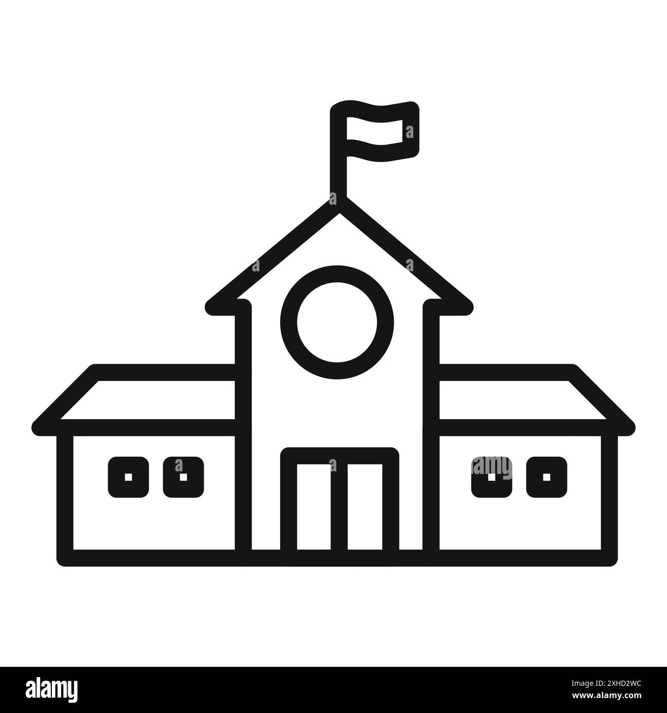 Icona scuola simbolo vettoriale o collezione set di segni in bianco e nero Illustrazione Vettoriale