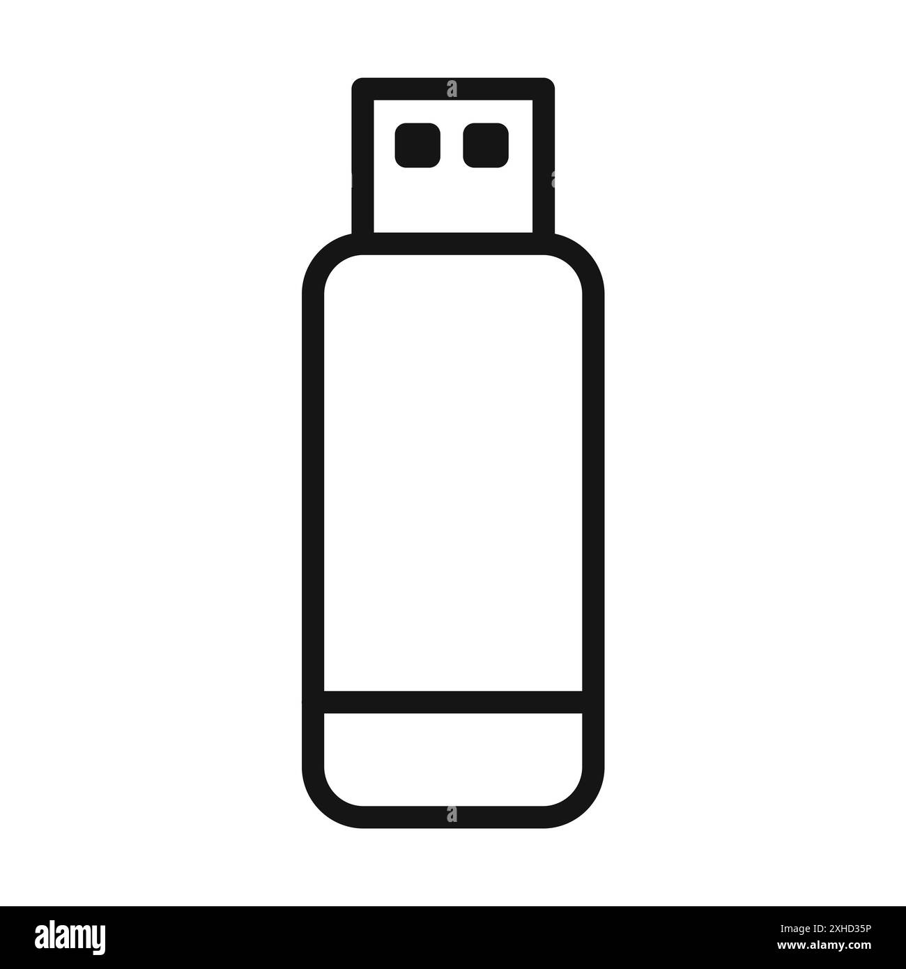 Icona pendrive USB simbolo vettoriale o set di insegne con contorno bianco e nero Illustrazione Vettoriale