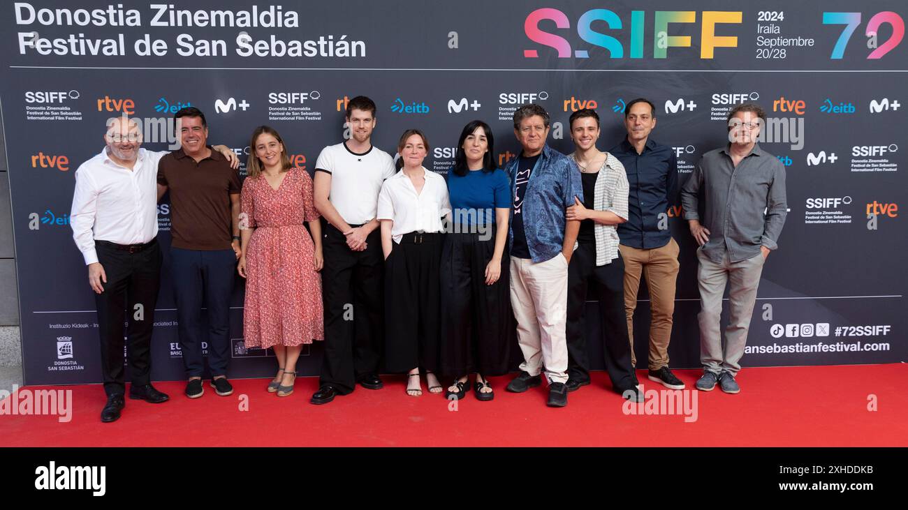 Madrid, Spagna. 12 luglio 2024. José Luis Rebordinos, Koldo Zuazua, Susana Herreras, Miguel Bernardeau, Nagore Aranburu, Alauda Ruiz de Azúa, Pedro Casablanc, Iván Pellicer, Juan Moreno e Guillermo Sempere partecipano al "San Sebastian Film Festival 2024" all'Academia de Cine di Madrid. Credito: SOPA Images Limited/Alamy Live News Foto Stock