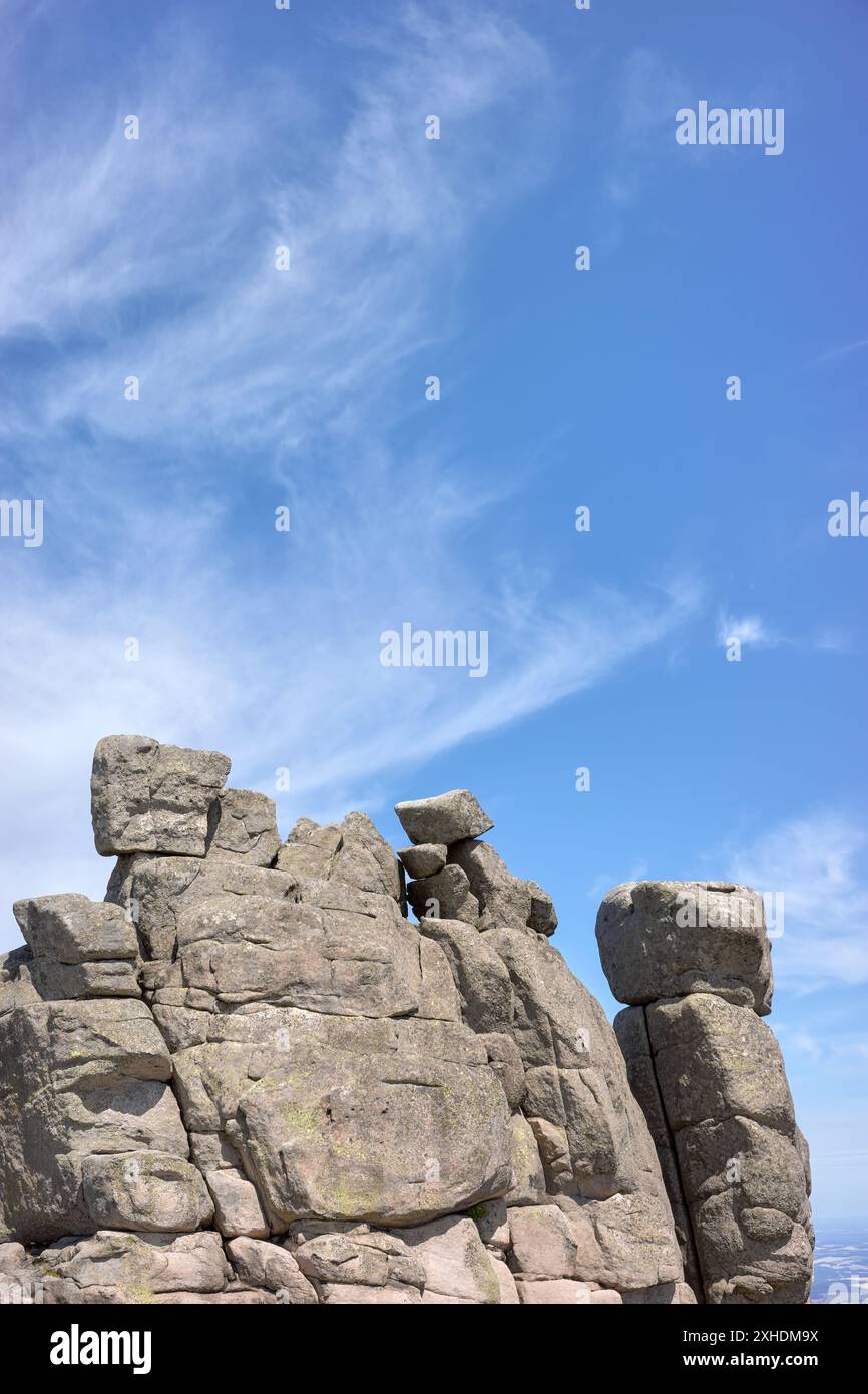 Formazioni rocciose a Karkonosze (Monti dei Giganti), Polonia. Foto Stock