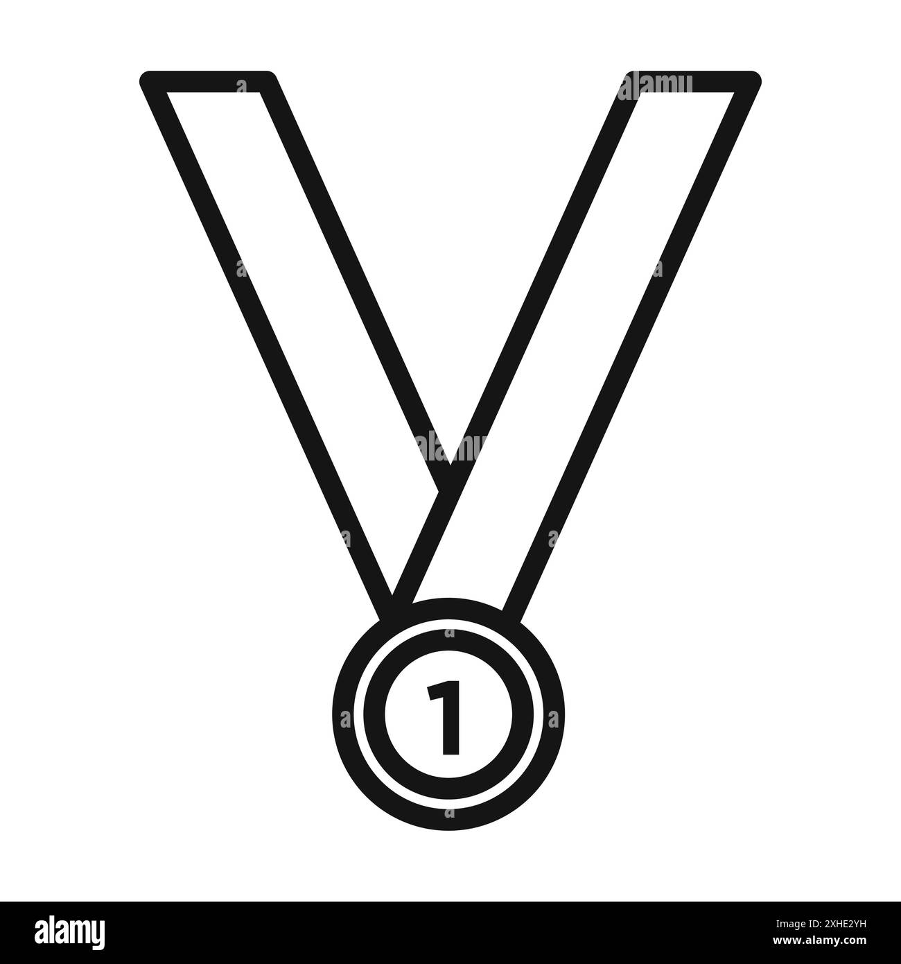 Icona della medaglia premio simbolo vettoriale o collezione di set di insegne in bianco e nero Illustrazione Vettoriale