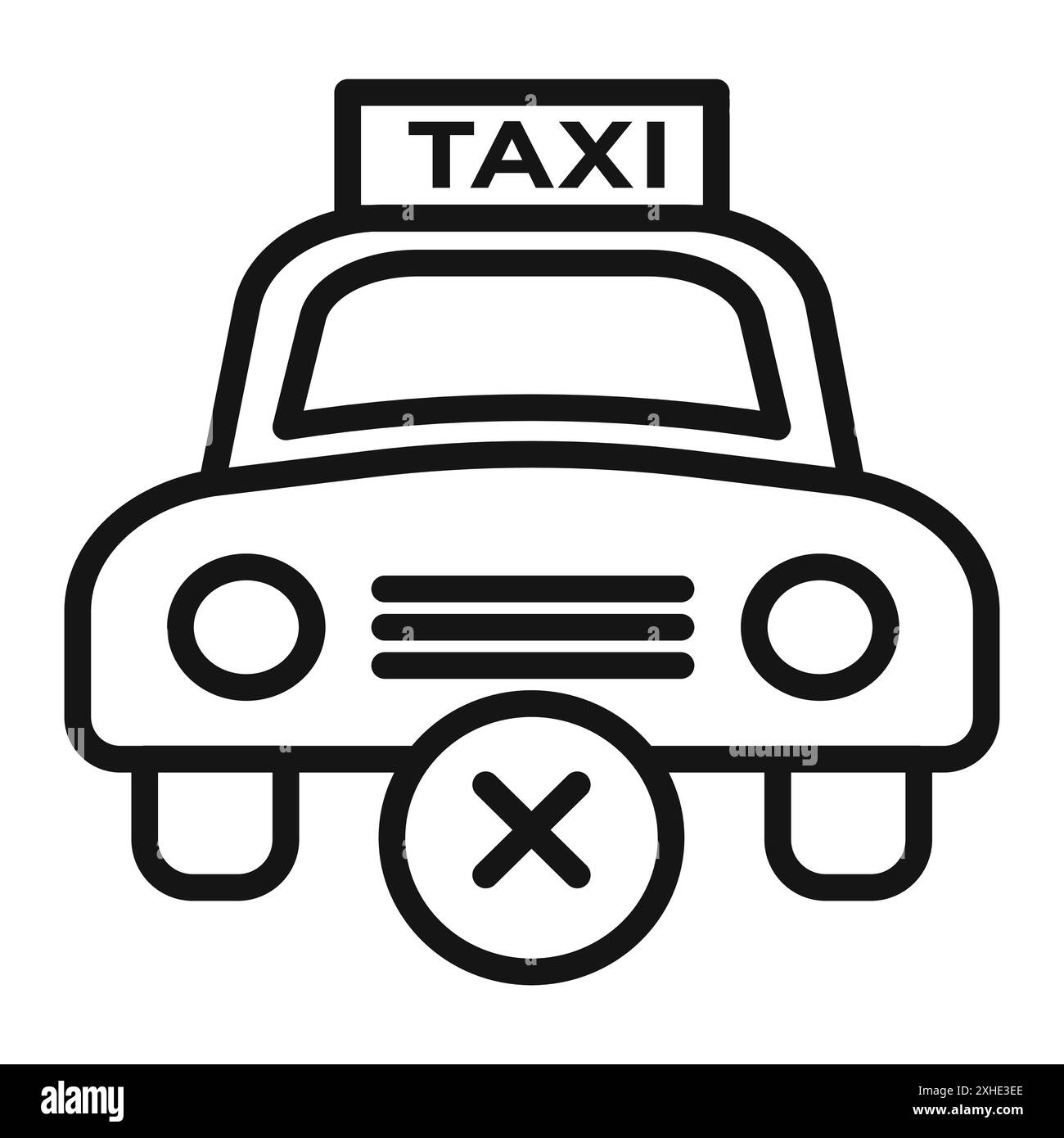 Annulla ordine icona taxi simbolo vettore o cartello collezione set con contorno bianco e nero Illustrazione Vettoriale