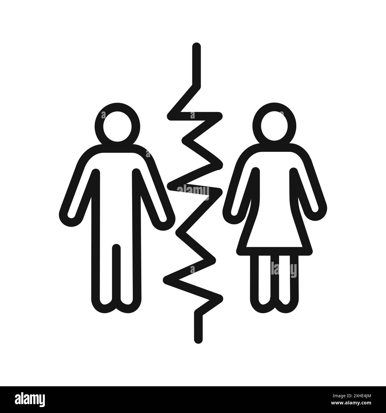 Icona divorzio simbolo vettoriale o collezione set di segni in bianco e nero Illustrazione Vettoriale