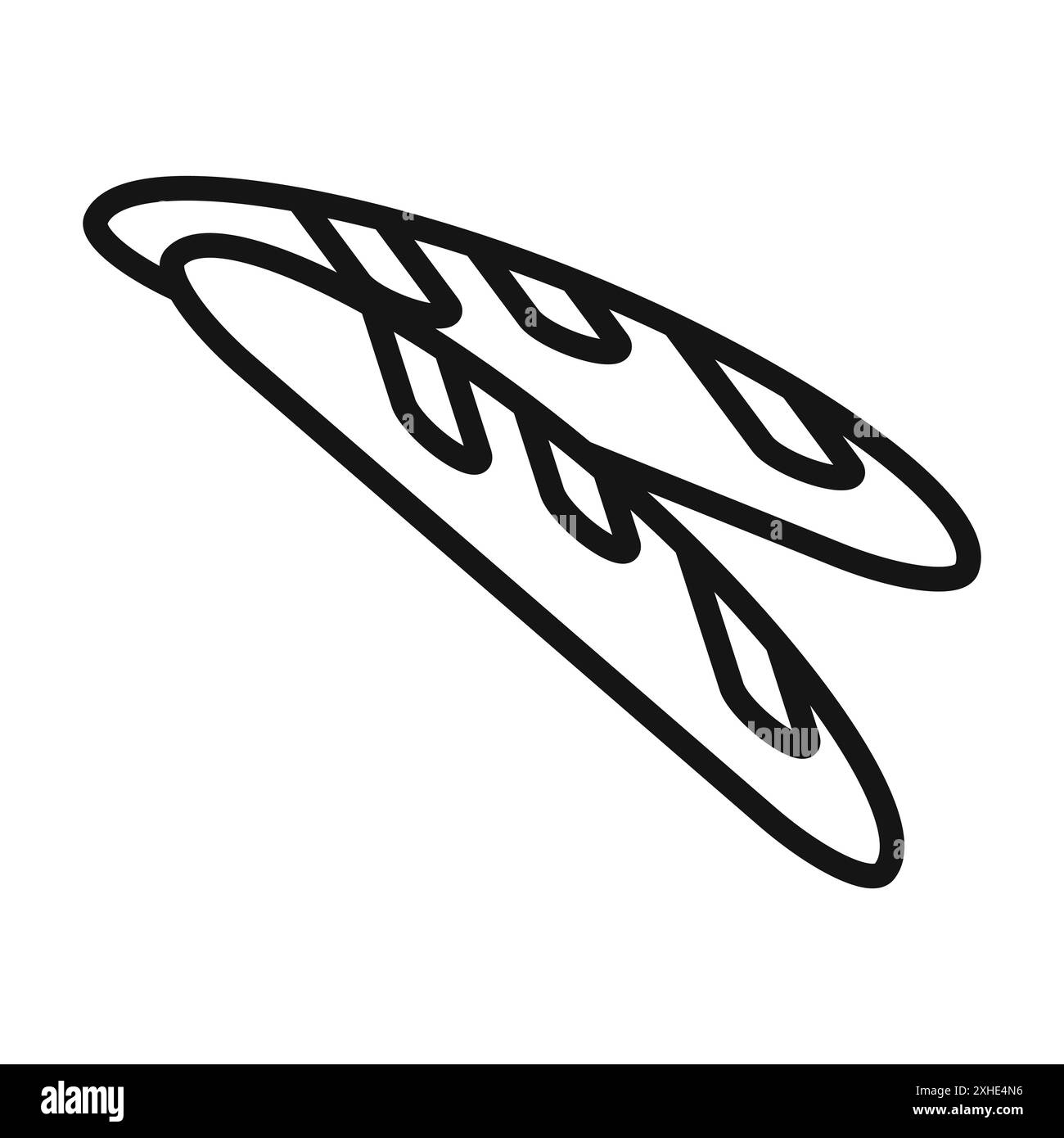 Icona del pane francese simbolo vettoriale o set di insegne con contorno bianco e nero Illustrazione Vettoriale