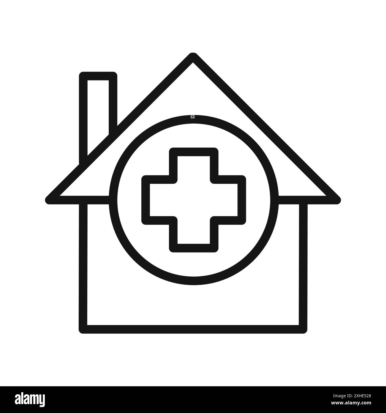 Icona ospedale simbolo vettoriale o set di segni con contorno in bianco e nero Illustrazione Vettoriale