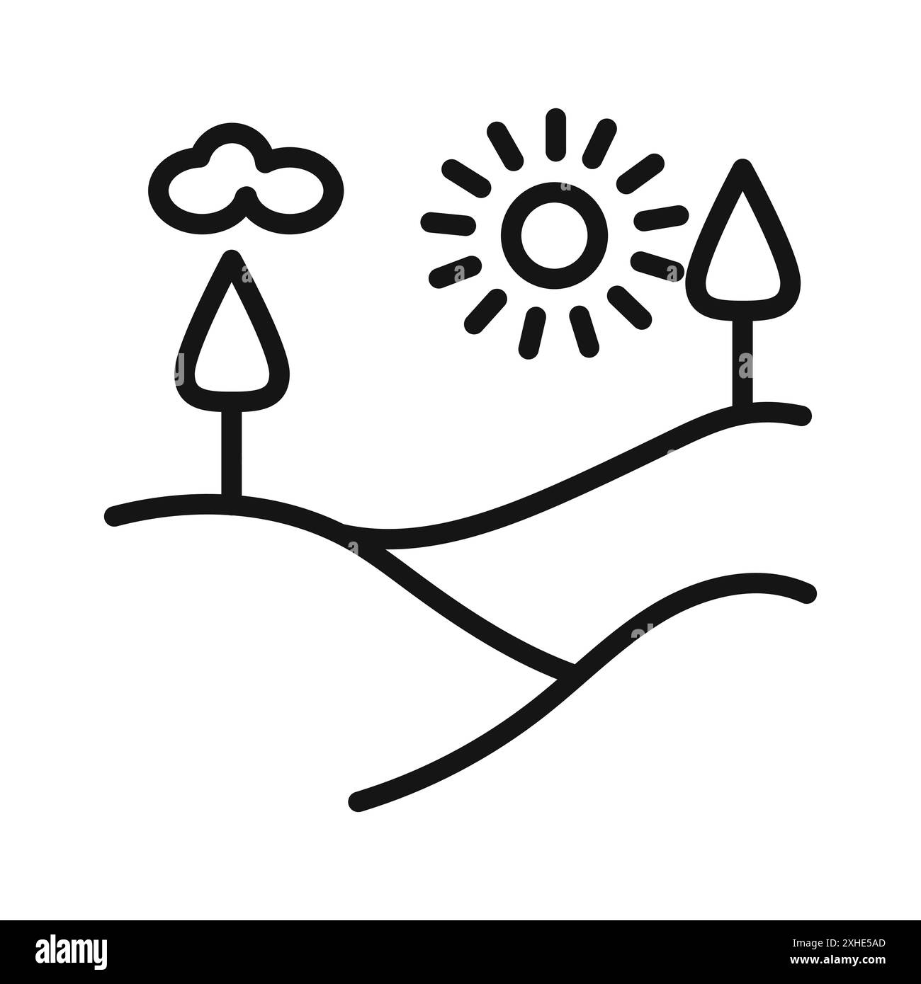 Simbolo vettoriale o collezione di set di insegne icona colline con contorno bianco e nero Illustrazione Vettoriale