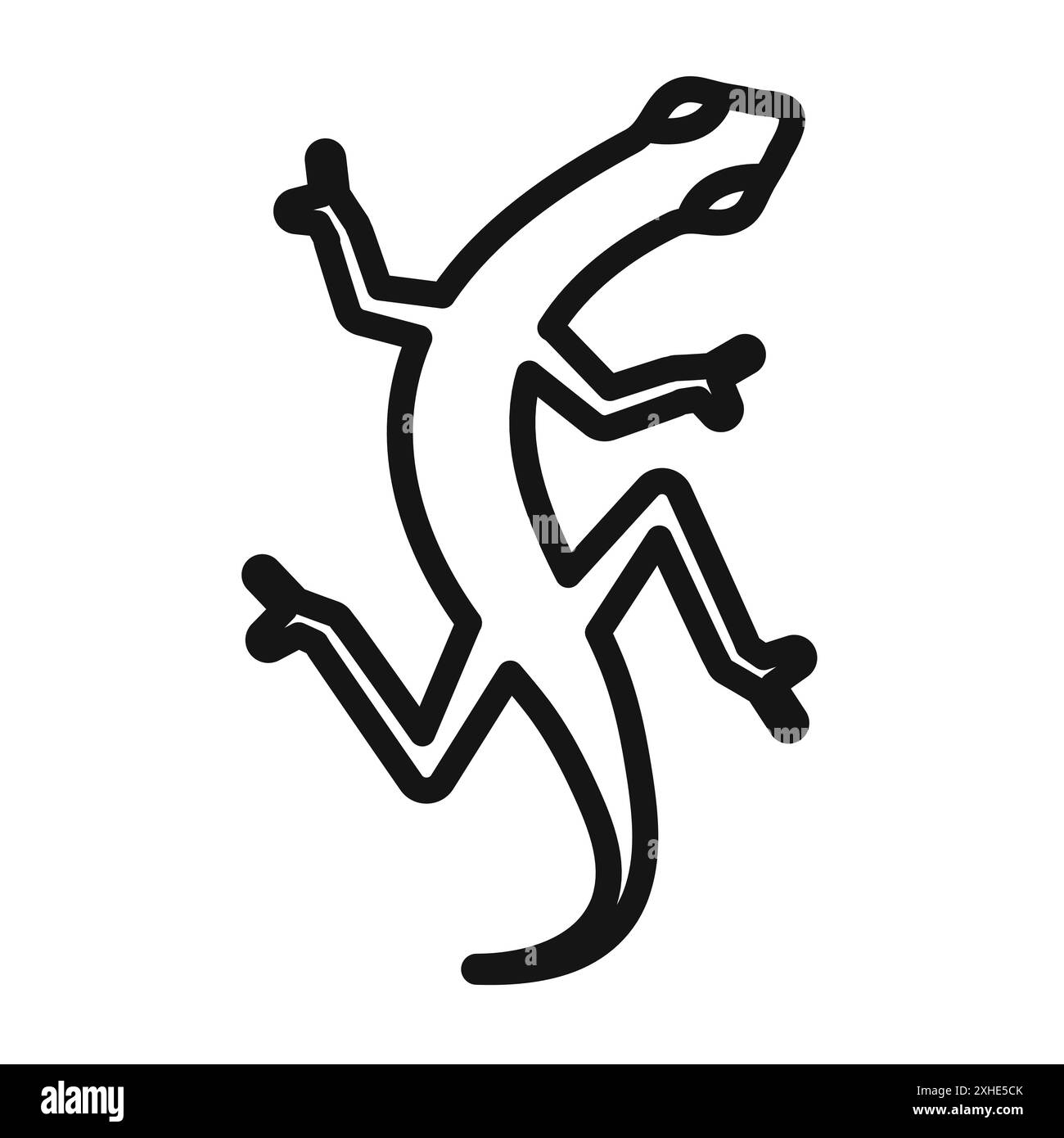 Icona lucertola simbolo vettoriale o set di insegne con contorno in bianco e nero Illustrazione Vettoriale