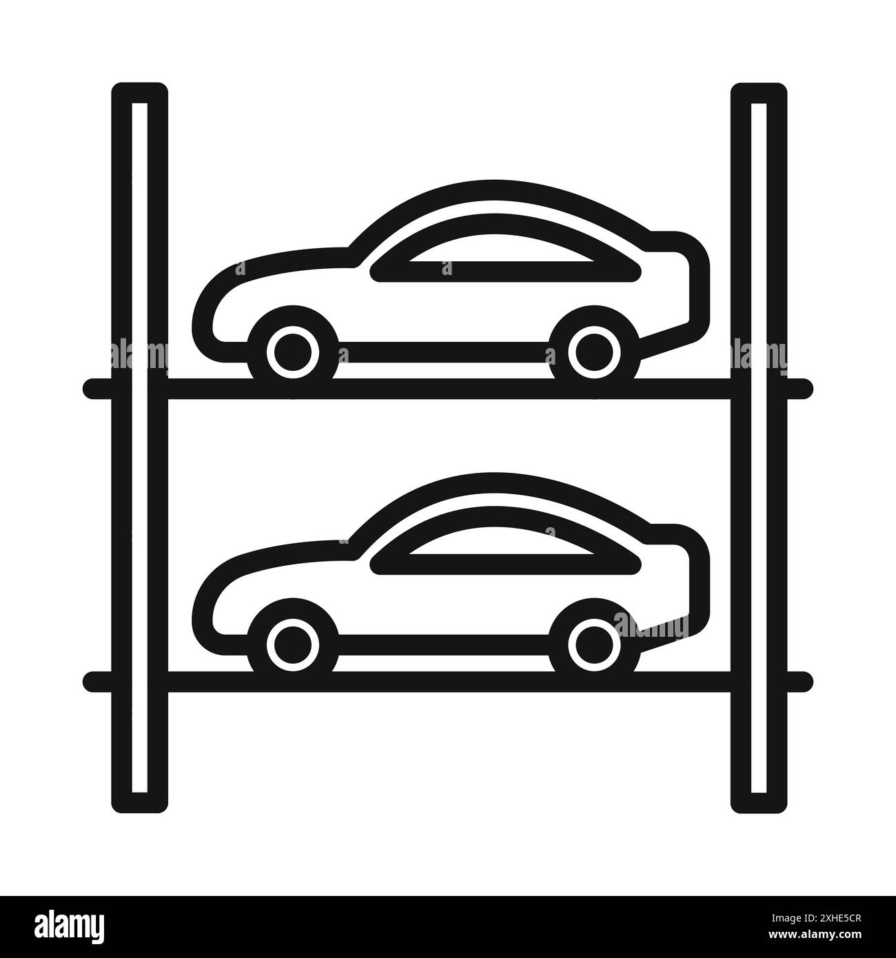 Icona di parcheggio a più piani simbolo vettoriale o collezione di set di cartelli con contorno in bianco e nero Illustrazione Vettoriale