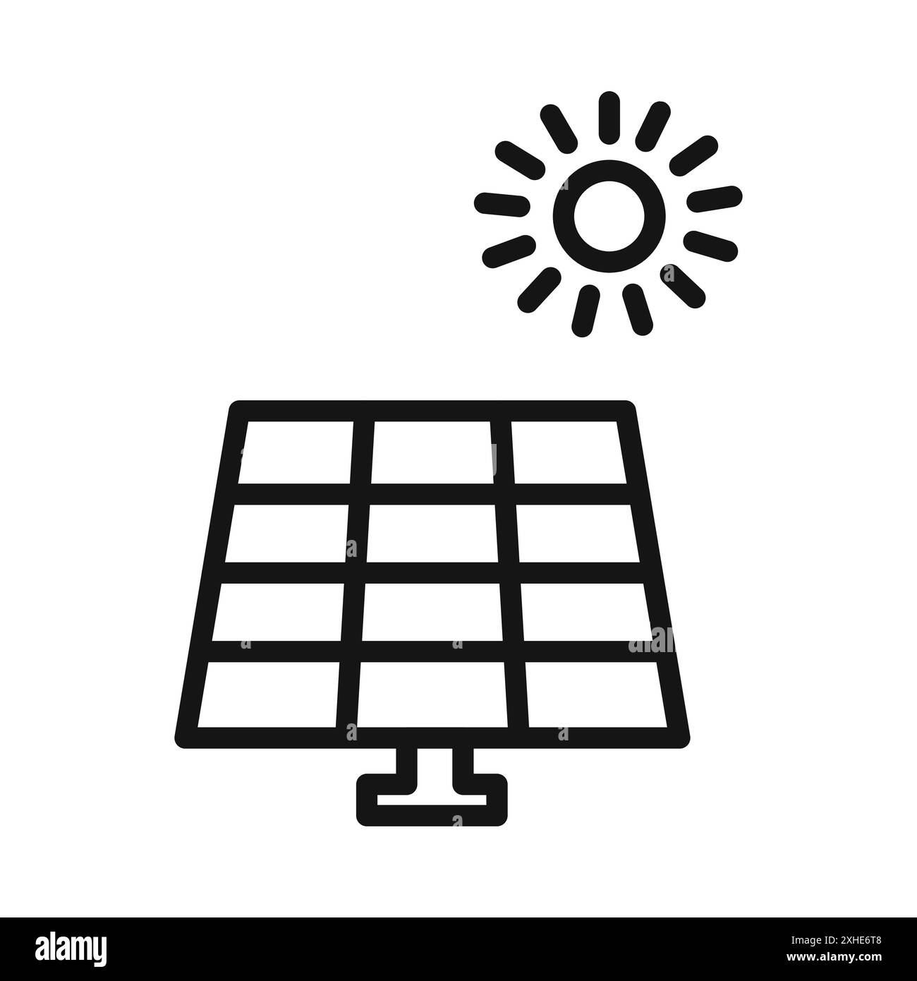 Icona energia solare simbolo vettoriale o collezione di set di segni in bianco e nero Illustrazione Vettoriale