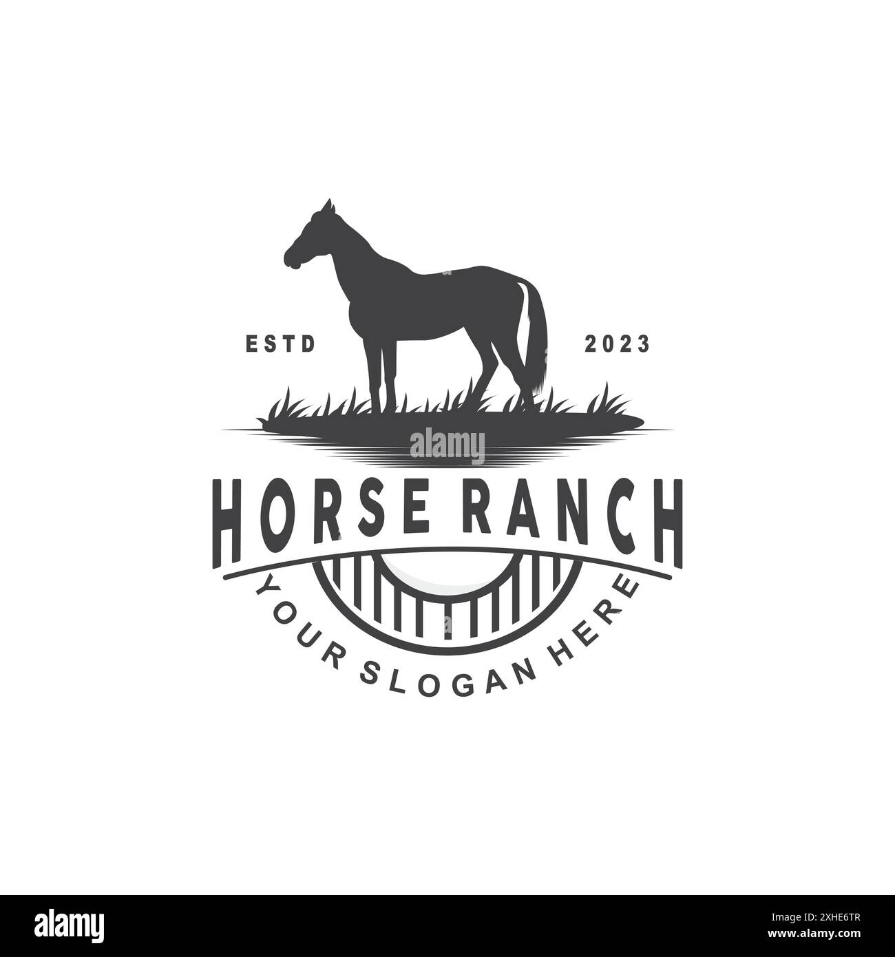 Logo Horse, logo West Country Farm Ranch Cowboy, modello di illustrazione semplice Illustrazione Vettoriale