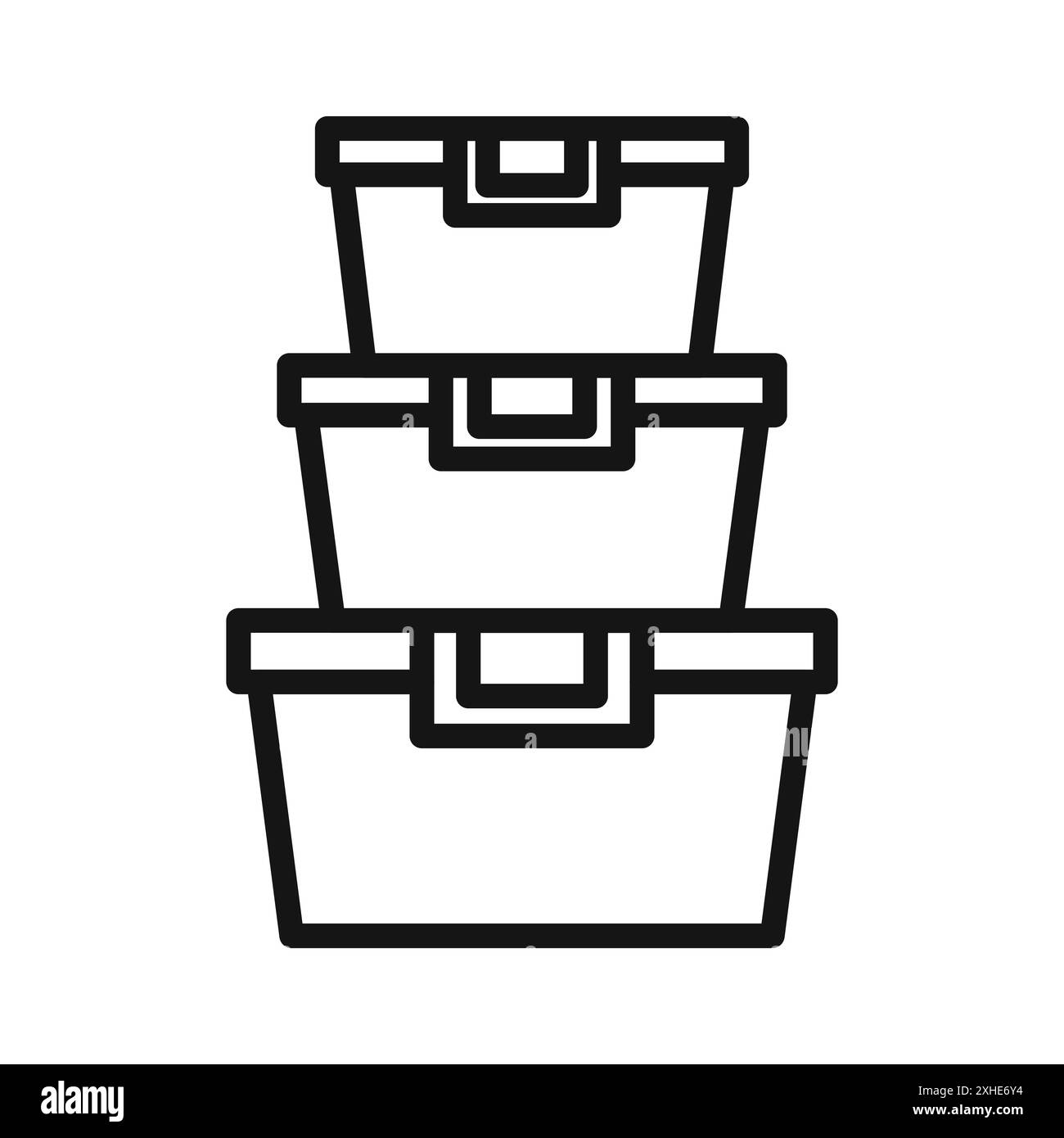 Icona del contenitore di plastica per alimenti simbolo del vettore o set di simboli per la raccolta in bianco e nero Illustrazione Vettoriale