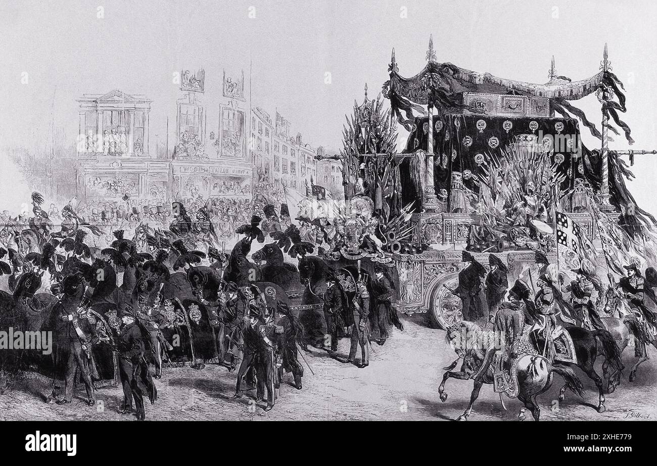 La processione funebre del duca di Wellington a Londra, 1852 Foto Stock