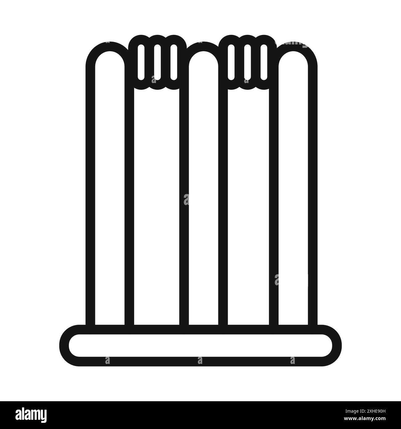 Icona Wicket Stump simbolo vettoriale o collezione di set di simboli con contorno bianco e nero Illustrazione Vettoriale