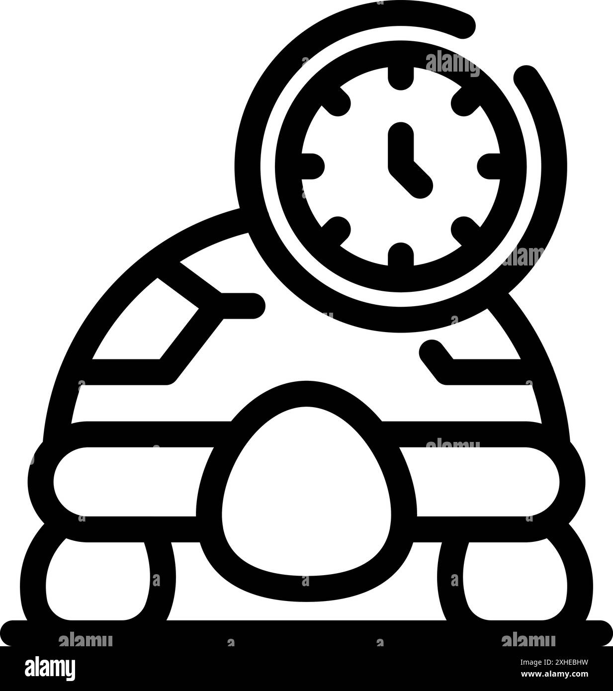 Tartaruga che cammina al suo ritmo con l'orologio che misura il tempo che passa Illustrazione Vettoriale