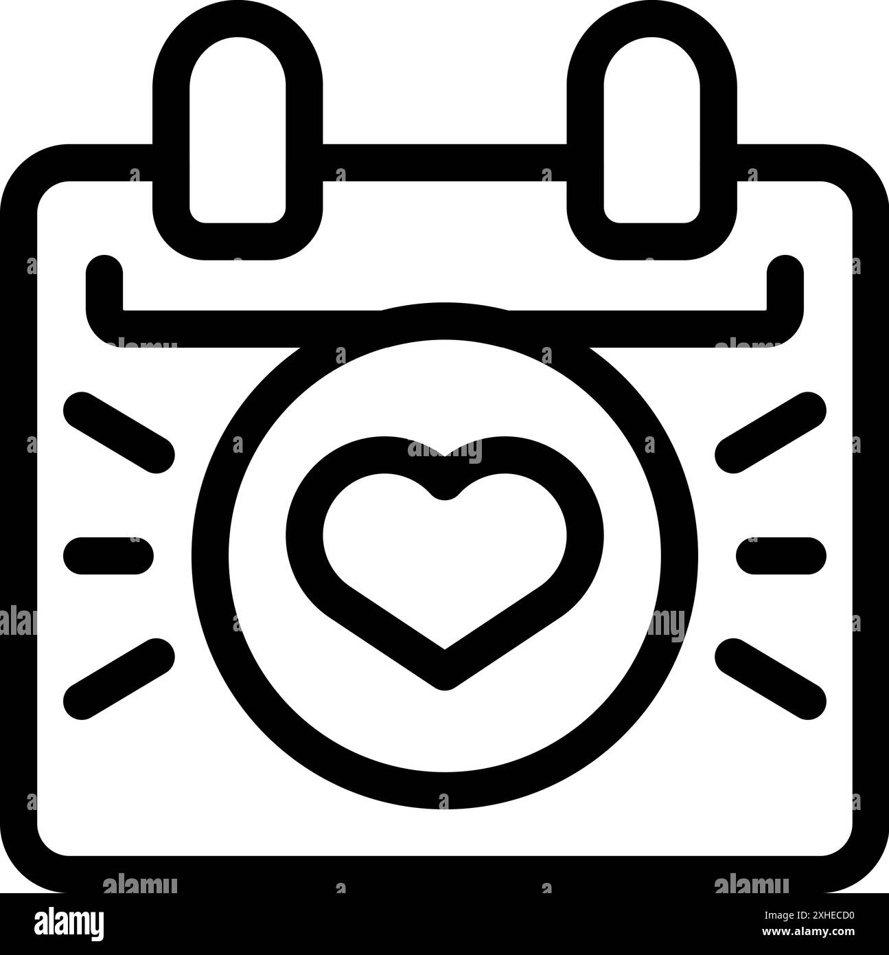 Semplice icona del calendario con un cuore prominente che simboleggia una data importante Illustrazione Vettoriale
