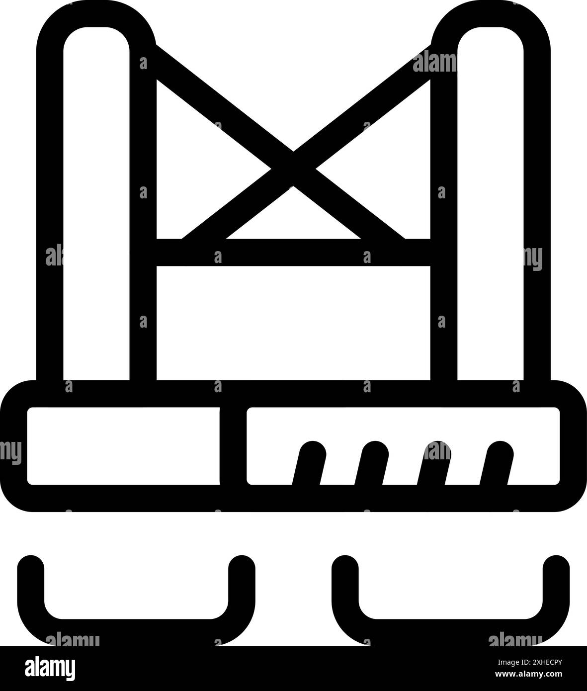 Gru terminale container che solleva un container su una nave da carico al molo Illustrazione Vettoriale