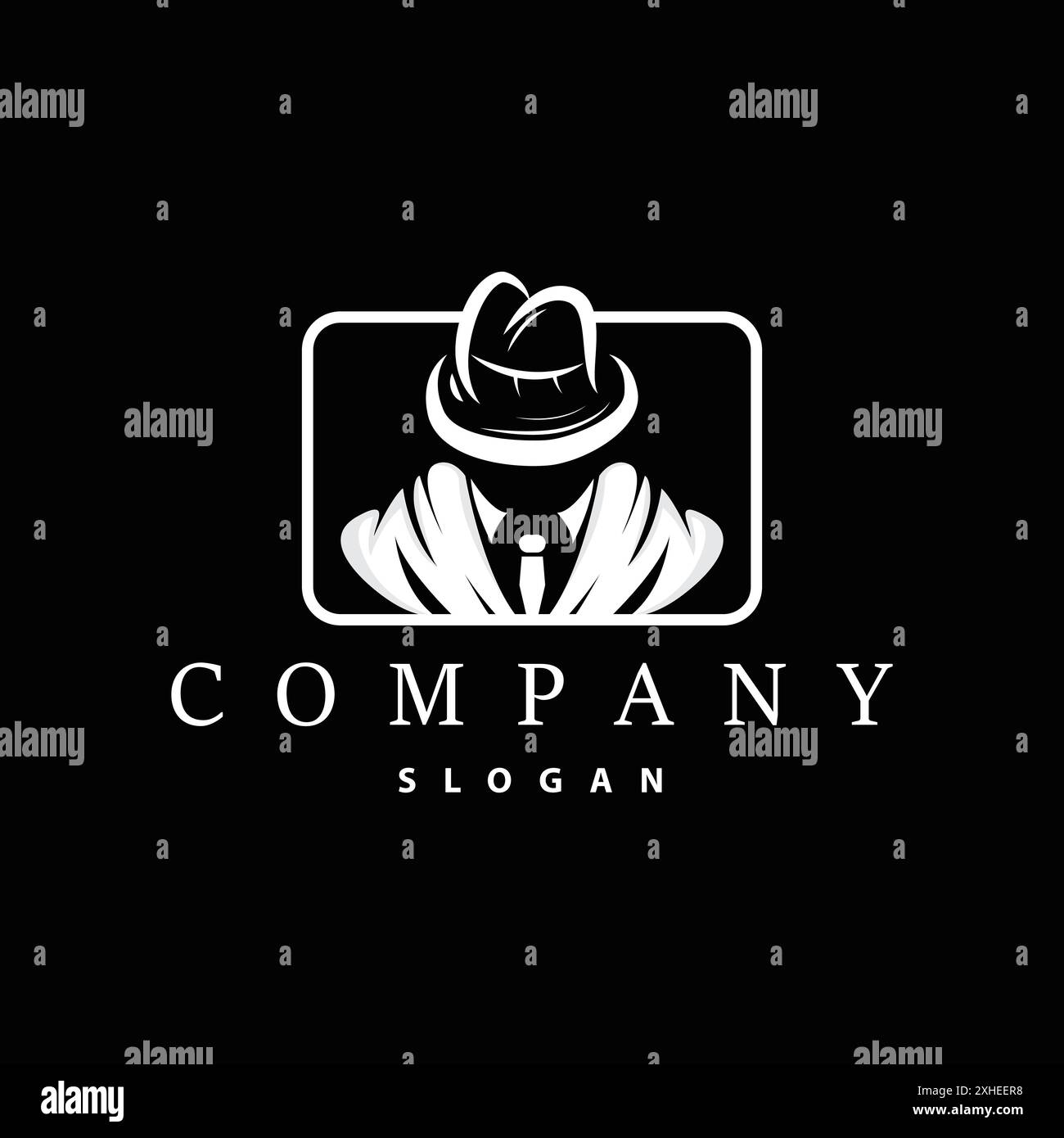 Mafia Logo Design, Tuxedo Suit Vector Detective, modello illustrativo Illustrazione Vettoriale