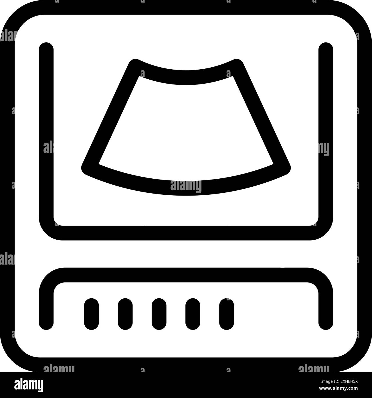 Macchina a ultrasuoni che visualizza il feto sullo schermo durante l'esame di gravidanza presso la clinica medica Illustrazione Vettoriale