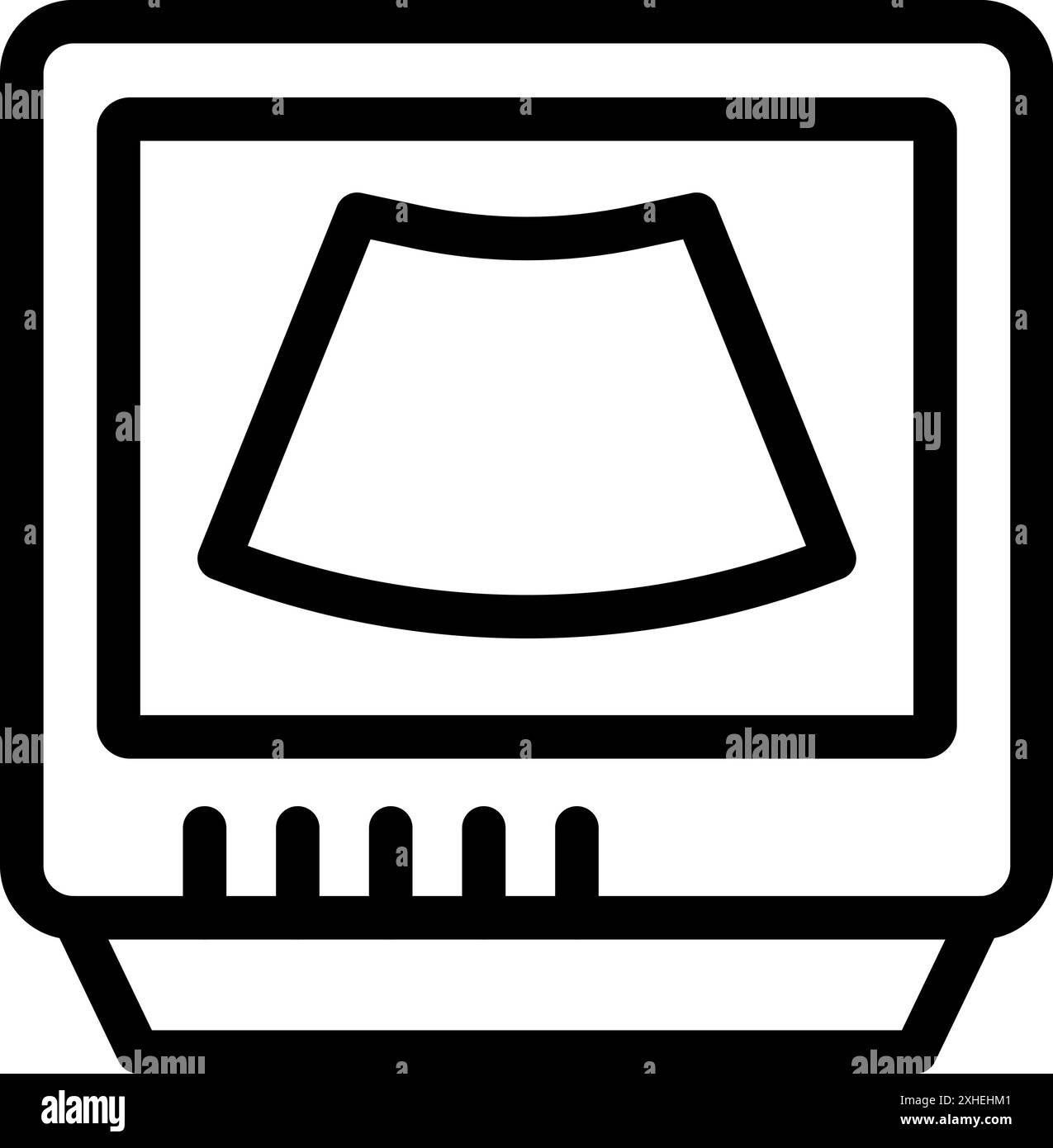Macchina a ultrasuoni che visualizza il feto sul suo schermo per i genitori in attesa, grande per gravidanza e immagini sanitarie Illustrazione Vettoriale