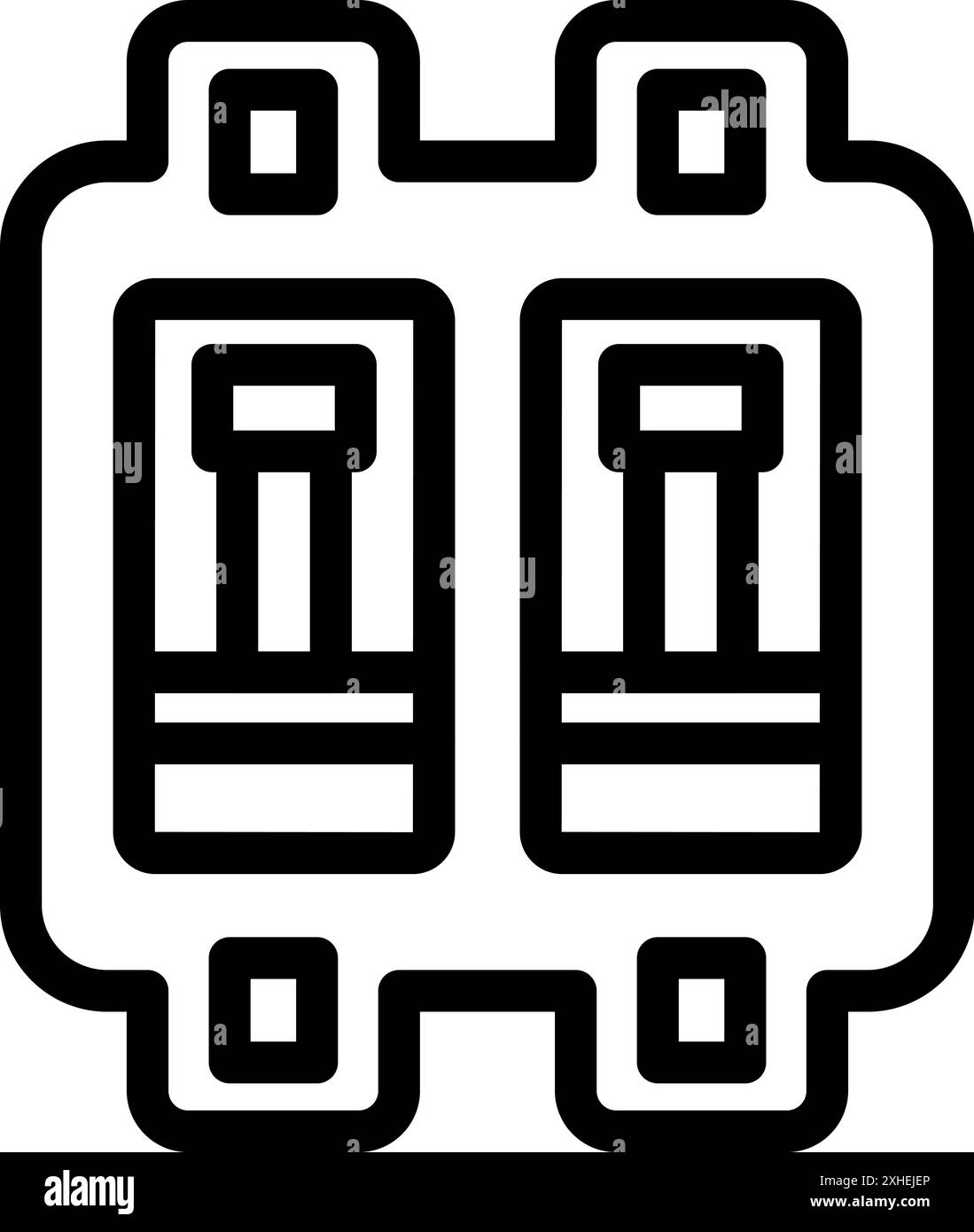 Disegno della linea di un doppio interruttore automatico che controlla l'alimentazione elettrica in una casa Illustrazione Vettoriale