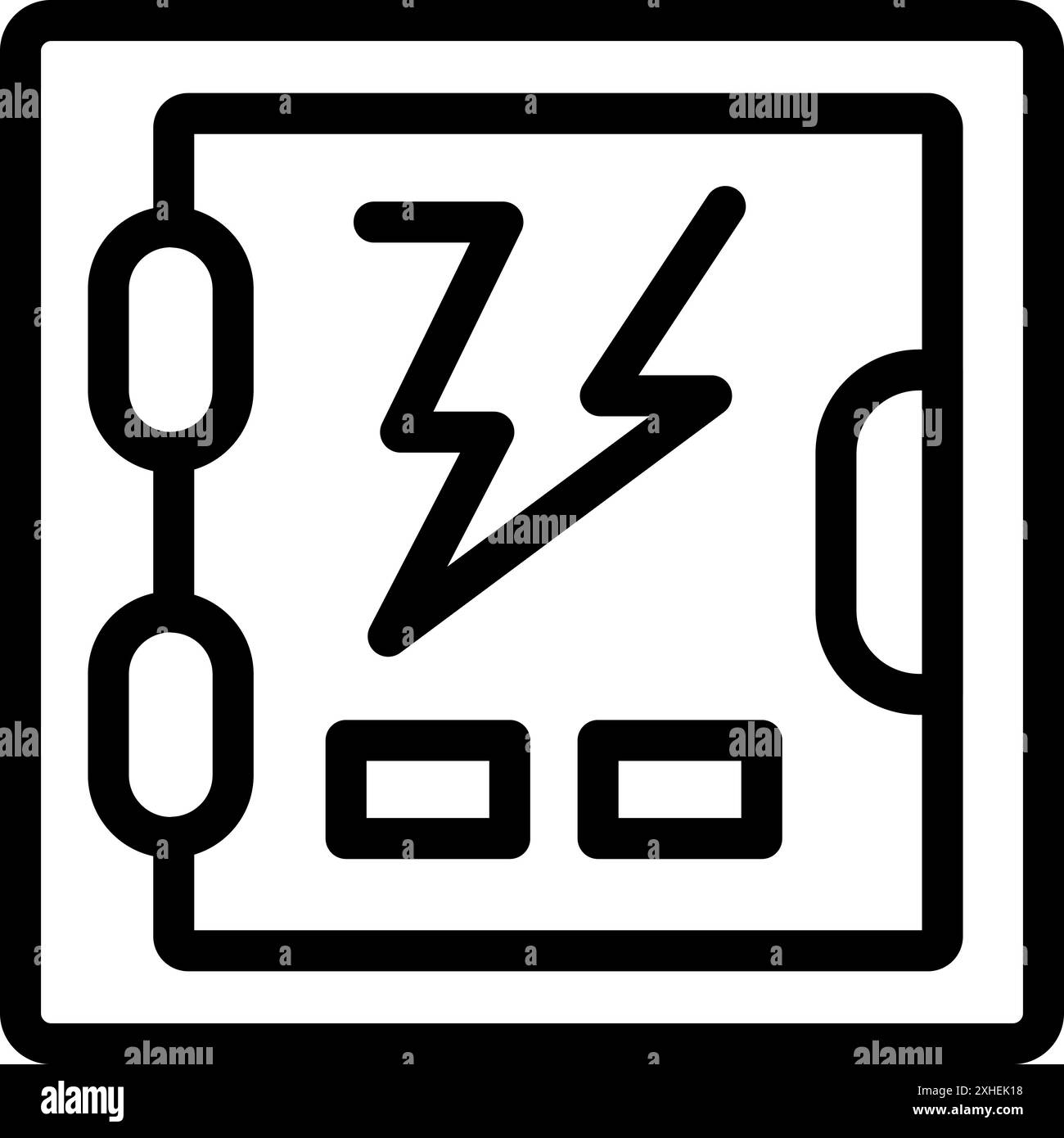 Semplice icona a forma di riga in grassetto di un quadro elettrico, che simboleggia la distribuzione dell'alimentazione e i sistemi elettrici Illustrazione Vettoriale Semplice icona a forma di riga in grassetto di un quadro elettrico, che simboleggia la distribuzione dell'alimentazione e i sistemi elettrici Illustrazione Vettoriale