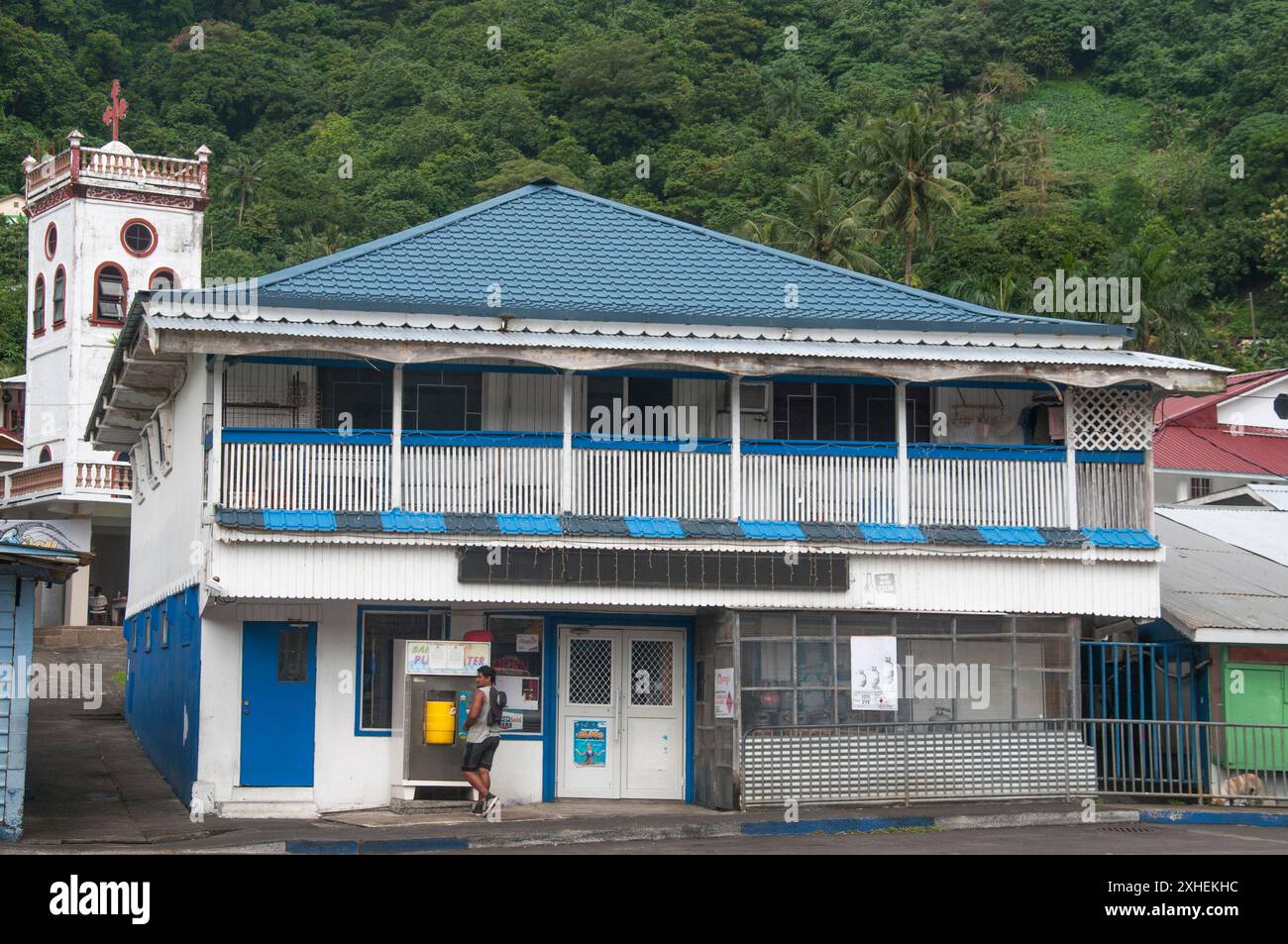 Edifici di epoca coloniale nel quartiere Fagatogo di Pago Pago, capitale delle Samoa americane Foto Stock