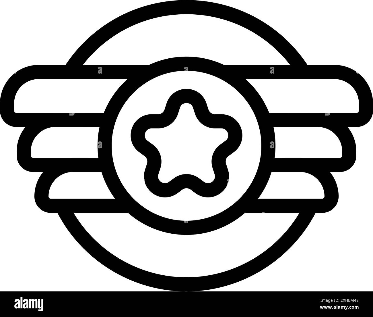 Il distintivo militare con le ali mostra una stella che assegna risultati nelle forze dell'esercito Illustrazione Vettoriale