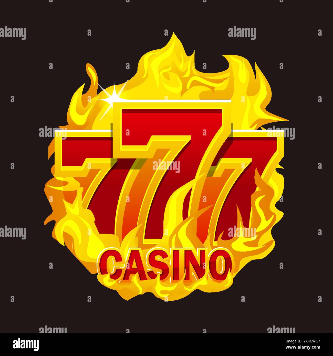 777 simbolo degli elementi di design del logo. Concetto di casinò con caminetto. Hot 777. Icona del casinò Illustrazione Vettoriale