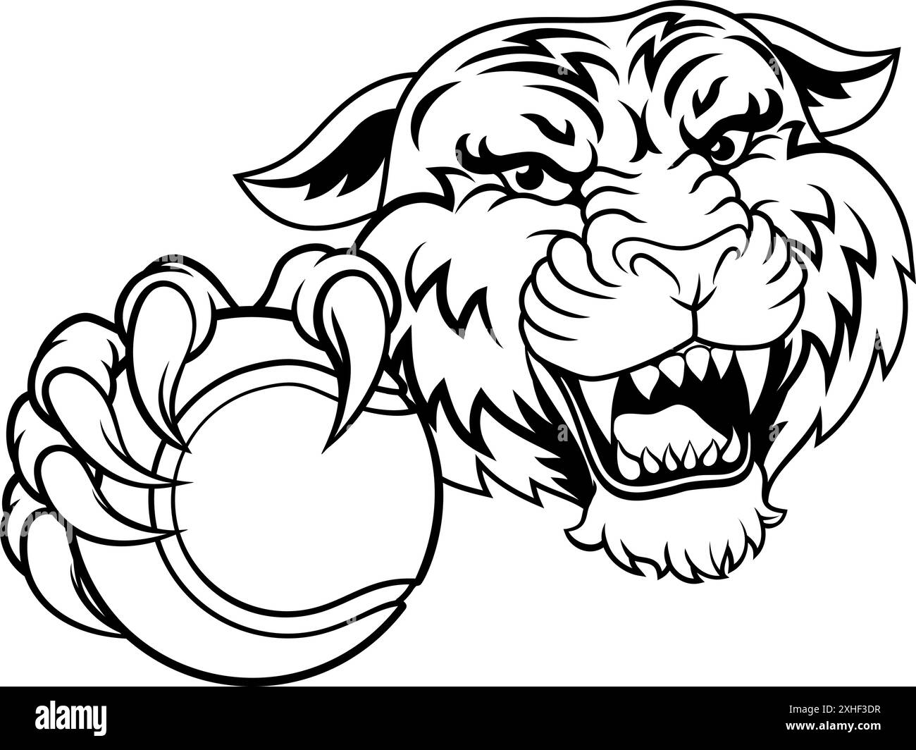 Tiger Tennis Ball Animal Sports Team Mascot Illustrazione Vettoriale Tiger Tennis Ball Animal Sports Team Mascot Illustrazione Vettoriale