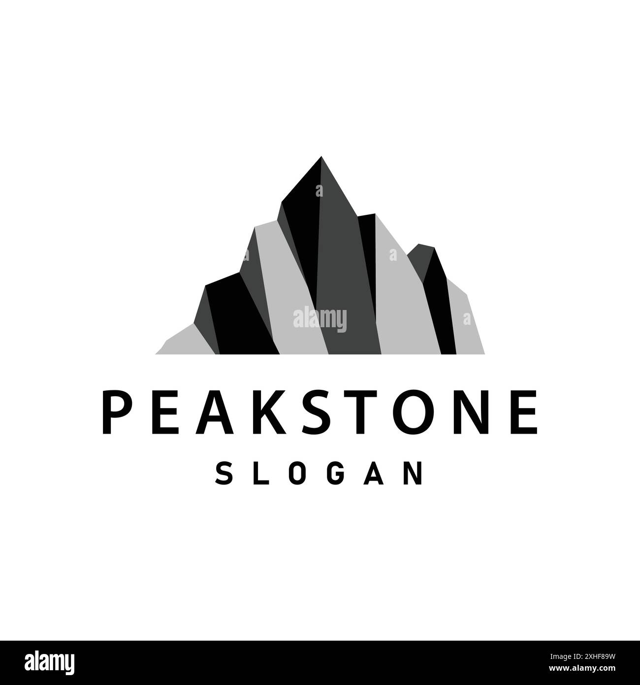 logo mountain rock peak design semplice silhouette nera modello del marchio in pietra naturale Illustrazione Vettoriale