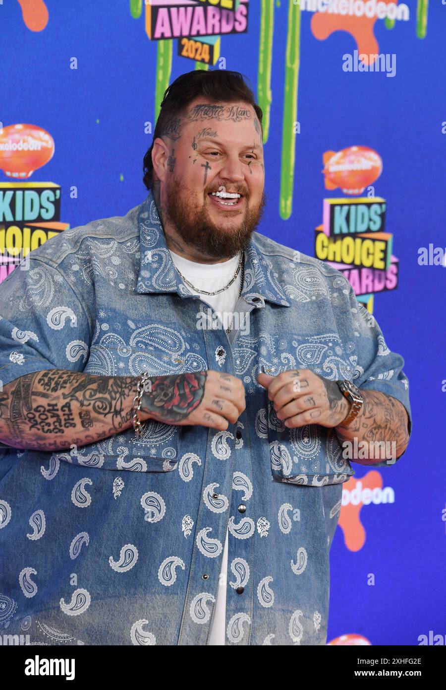 Santa Monica, California, Stati Uniti. 13 luglio 2024. Jelly Roll partecipa ai Nickelodeon Kids' Choice Awards 2024 al Barker Hangar il 13 luglio 2024 a Santa Monica, California. Crediti: Jeffrey Mayer/Media Punch/Alamy Live News Foto Stock